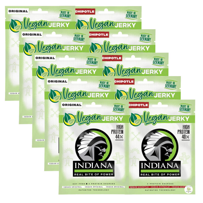 INDIANA Vegan Jerky - 25g  10er  Pack Mix Pack